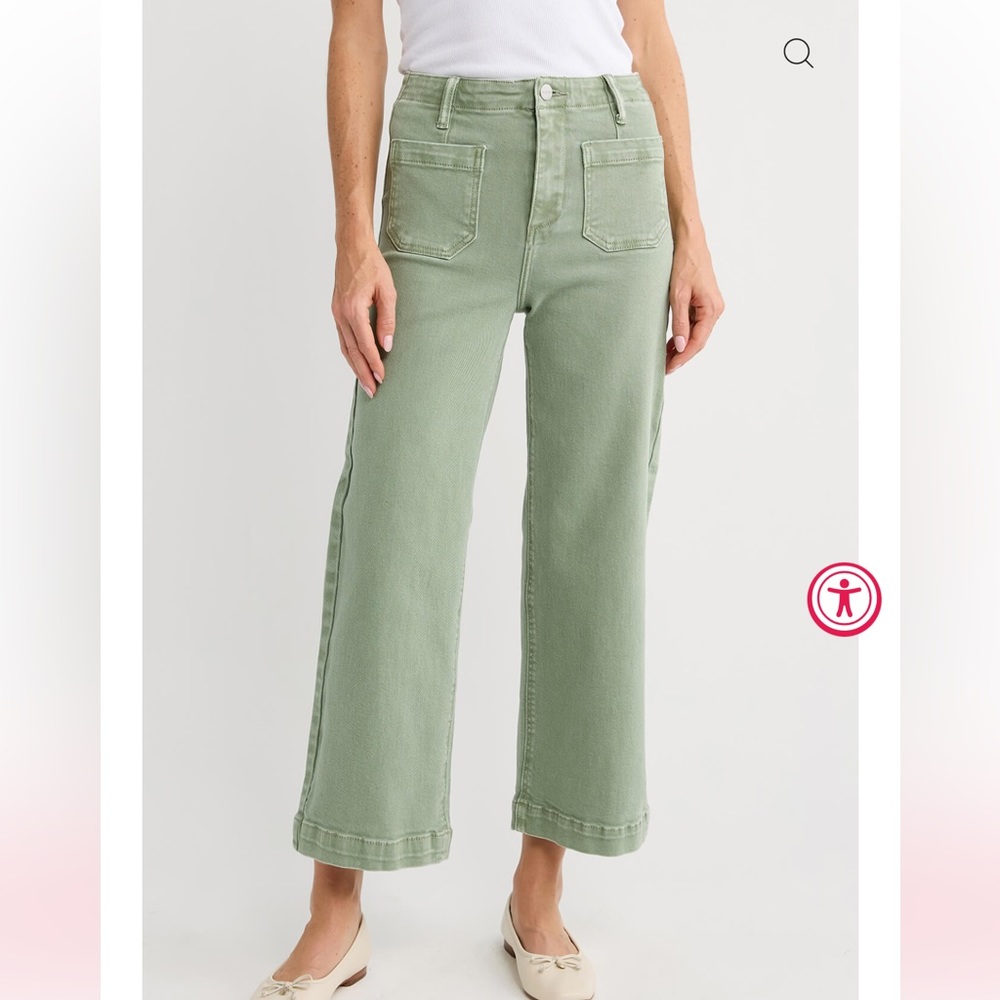 Risen Cropped Patch Pocket Olive Jeans sold out